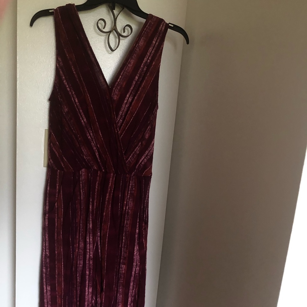 Maroon V-neck jumpsuit